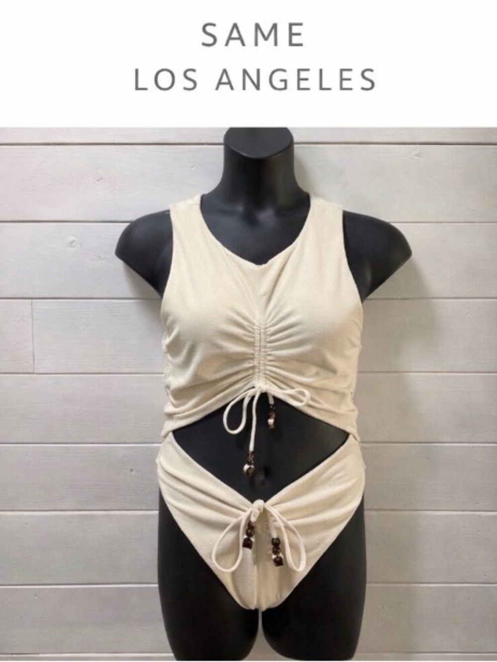 SAME LOS ANGELES Cream One-Piece Swimsuit - Size XXL